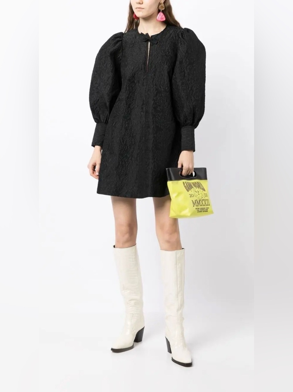 GANNI jacquard organza black mini-dress NWOT Size EU34/ US2 MSRP $540